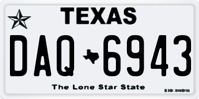TX license plate DAQ6943
