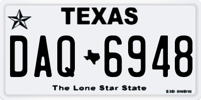 TX license plate DAQ6948