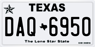 TX license plate DAQ6950