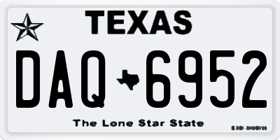 TX license plate DAQ6952