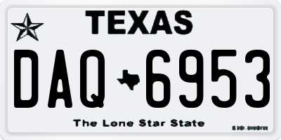 TX license plate DAQ6953