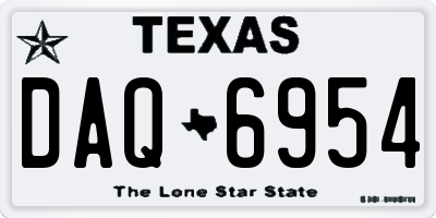 TX license plate DAQ6954