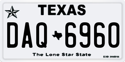 TX license plate DAQ6960