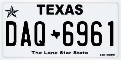 TX license plate DAQ6961