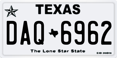 TX license plate DAQ6962