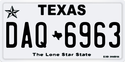 TX license plate DAQ6963
