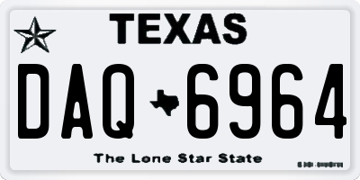 TX license plate DAQ6964