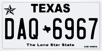 TX license plate DAQ6967
