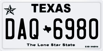 TX license plate DAQ6980