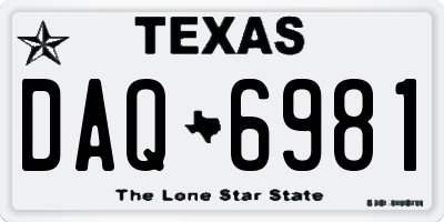 TX license plate DAQ6981