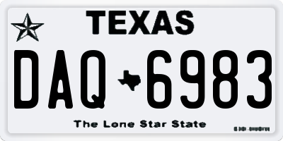 TX license plate DAQ6983