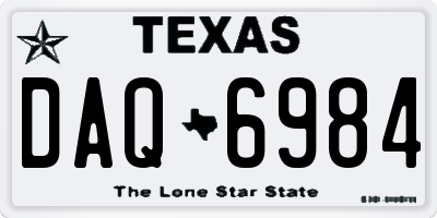 TX license plate DAQ6984