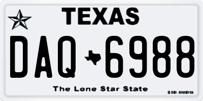 TX license plate DAQ6988