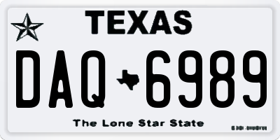 TX license plate DAQ6989