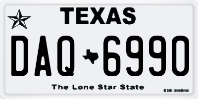 TX license plate DAQ6990