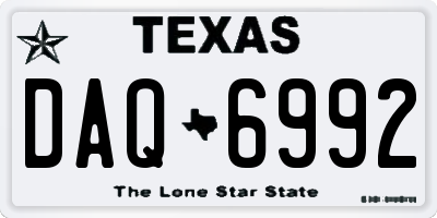 TX license plate DAQ6992