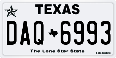 TX license plate DAQ6993