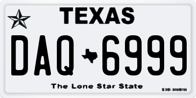 TX license plate DAQ6999