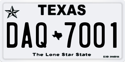 TX license plate DAQ7001