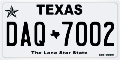 TX license plate DAQ7002