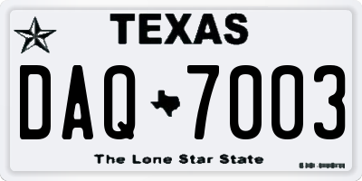 TX license plate DAQ7003