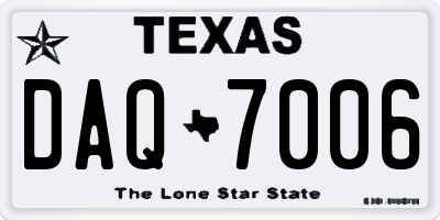 TX license plate DAQ7006