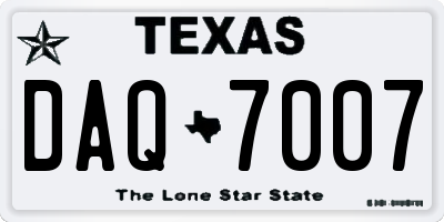 TX license plate DAQ7007