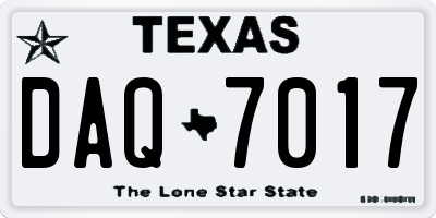 TX license plate DAQ7017