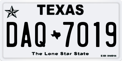 TX license plate DAQ7019