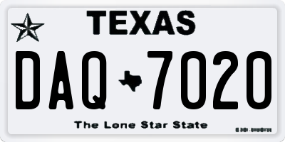 TX license plate DAQ7020