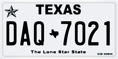 TX license plate DAQ7021