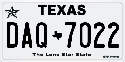 TX license plate DAQ7022