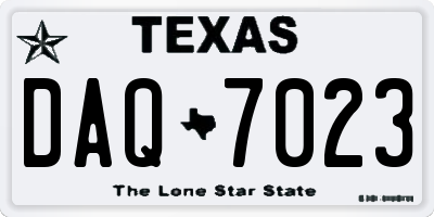 TX license plate DAQ7023