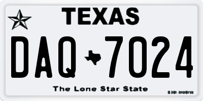 TX license plate DAQ7024