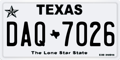 TX license plate DAQ7026