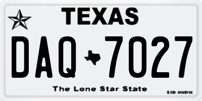 TX license plate DAQ7027