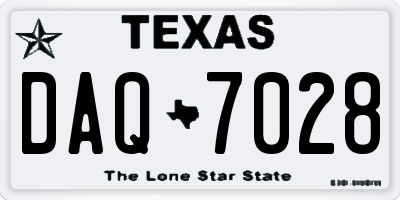 TX license plate DAQ7028
