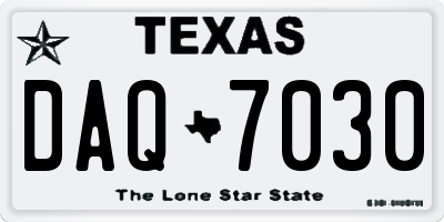 TX license plate DAQ7030