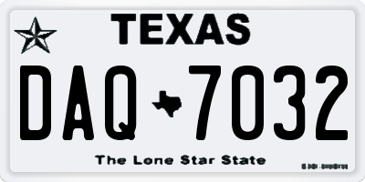 TX license plate DAQ7032
