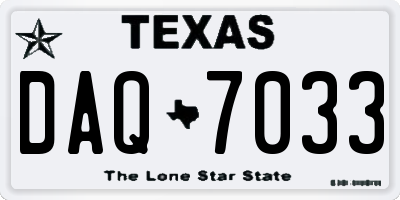 TX license plate DAQ7033