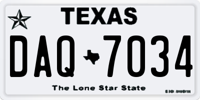 TX license plate DAQ7034