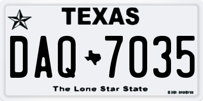 TX license plate DAQ7035