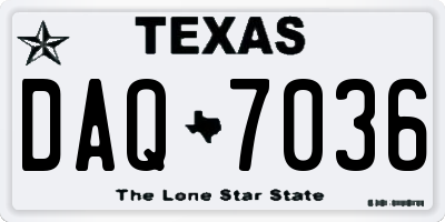 TX license plate DAQ7036