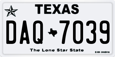 TX license plate DAQ7039