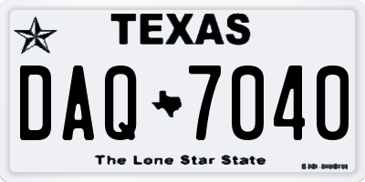 TX license plate DAQ7040