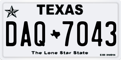 TX license plate DAQ7043