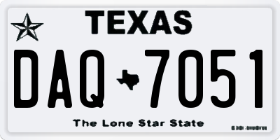 TX license plate DAQ7051