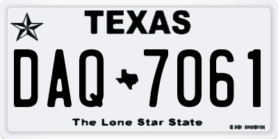 TX license plate DAQ7061