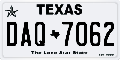 TX license plate DAQ7062