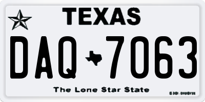 TX license plate DAQ7063